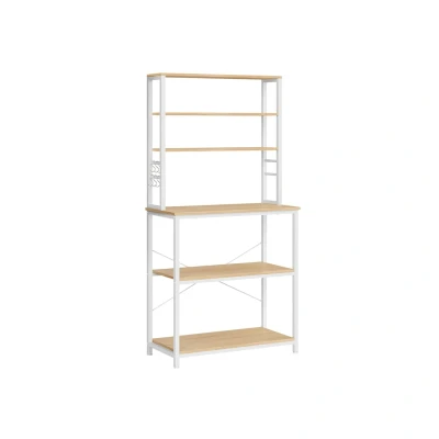 Afbeelding van Keukenplank Opbergrek Organizer met Haken Ruimtebesparend Spaanplaat &amp; Staal 40x80x167cm