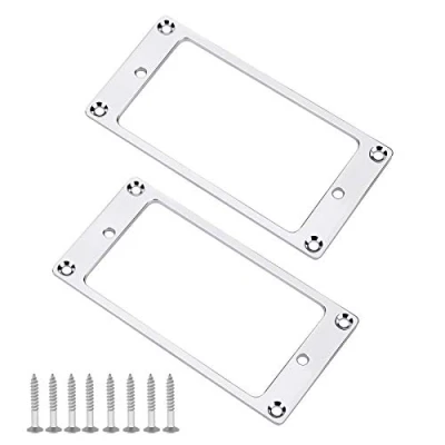 Afbeelding van OTOTEC 2 Stks Zilver Humbucker Pickup Montage Ringen Met Schroeven Fittings 92x45.5x2mm Metalen Platte Cover Frame Voor Elektrische Gitaar Vervanging Onderdelen