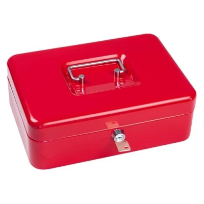 Afbeelding van NIEUW!! SAX geldcassette 25x18x9 cm, munteninzet, ROOD
