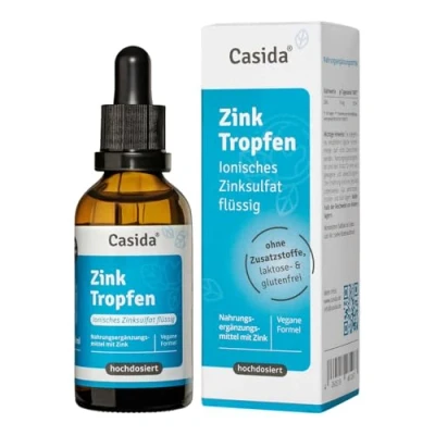 Afbeelding van Casida® Zinkdruppels vloeibaar zinksulfaat (ionisch zink) zonder alcohol veganistisch laboratoriumgetest apotheekkwaliteit 50 ml