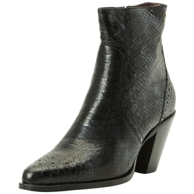 Afbeelding van Fred de la Bretoniere Blaire WITH Brogue Enkellaarsjes met hoge hak, Dames, Maat: 39, Black Leer