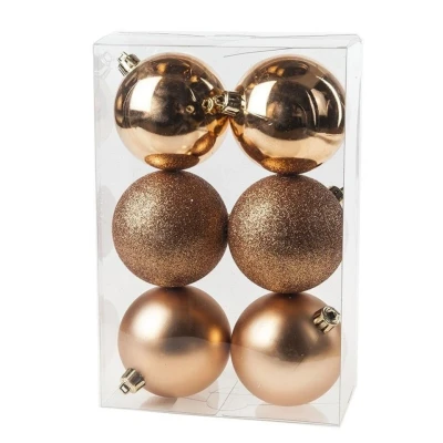 Afbeelding van Cos &amp; Trendy Kerstballen 6 stuks koperkleurig mat/glans 8 cm