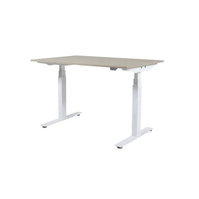 Afbeelding van Lectro Plus bureau, zit sta (64 130cm) hoogte verstelbaar dmv elektromotoren met 160x80cm havana/ kersen licht 25mm blad en zwart (RAL9005) frame