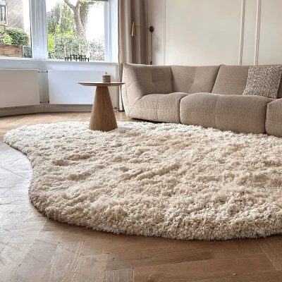 Afbeelding van Organisch Hoogpolig Vloerkleed Pilo Ivoor Wit Polyester Interieur05 240 x 340 (XL)