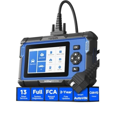 Afbeelding van OBD2 Scanner, TOPDON ArtiDiag600 Elite, Full System Car Diagnostic Tool, 13 Maintenance Service, FCA/SGW, 2 Years of Free Updates, Scanner with CAN FD