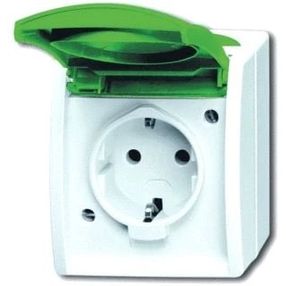 Afbeelding van Abb busch jaeger tekstwandcontactdoos ra kd groen opbouw ip44 o alpin 2cka002083a0837