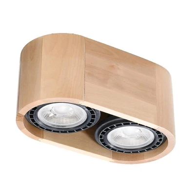 Afbeelding van Sollux Plafondlamp Basic 2 lichts hout