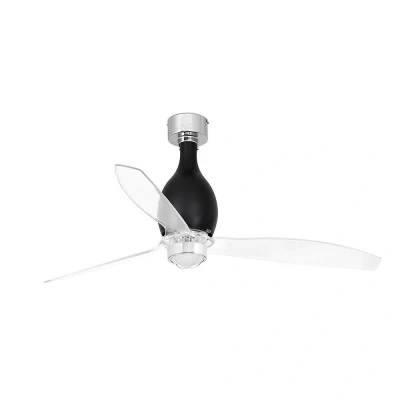 Afbeelding van Faro Lighting Mini Eterfan LED Glanzend Zwart, Transparante Plafondventilator met DC Motor, 3000K