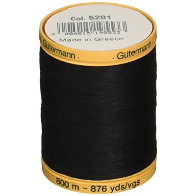 Afbeelding van Gutermann 876 yd natuurlijke katoenen draad vaste stoffen, zwart, 800C 5201