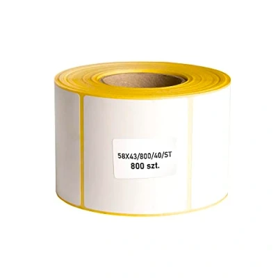 Afbeelding van MDlabels Witte thermische etiketten op rol 58x43 mm 800 stuks huls 40 permanent hechtend, voor barcodes