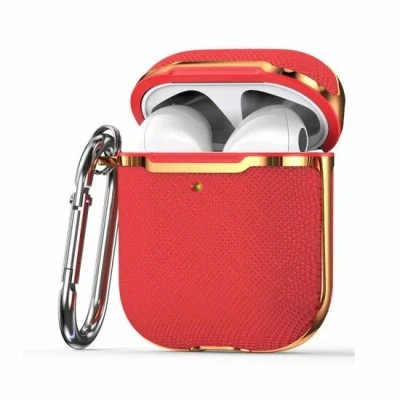 Afbeelding van AirPods 1/2 hoesje Hardcase Plated series Rood + Goud Optimale bescherming voor jouw