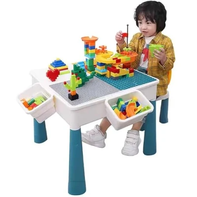 Afbeelding van Jojoy Speeltafel voor Kinderen Kindertafel met Bouwspeelgoed Geschikt Duplo Constructiespeelgoed 101 Bouwstenen KOCLINKA
