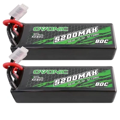 Afbeelding van OVONIC 3S Lipo RC accu 80C 5200mAh 11.1v met EC5 stekker hardcase voor Car Monster Truck Truggy Buggy Hobby (2 stuks)