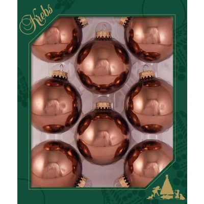 Afbeelding van Krebs Kerstballen 8 stuks acacia bruin glas 7 cm