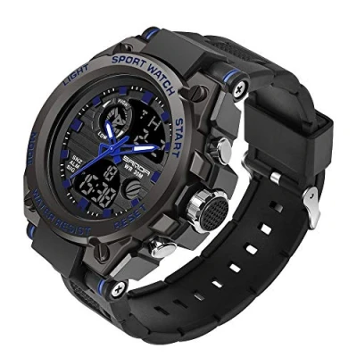 Afbeelding van AIMES Heren Horloges Sport Outdoor Waterdichte Militaire Horloge Analoge Digitale Elektronische Tactische Leger voor Mannen Datum Multifunctionele LED Alarm Stopwatch, Blauw,