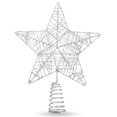 Afbeelding van Kerstboompiek ster boompiek &amp; dennenboom opknoping voor kerstboom Kerstmis dennenboompiek (zilver)