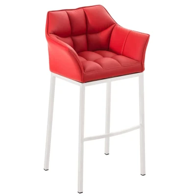Afbeelding van Barkruk Sarpsborg Kunstleer met 4 poots Frame Wit Rood