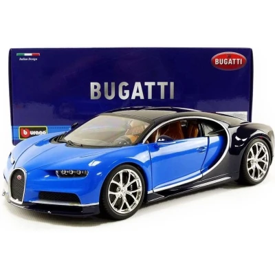 Afbeelding van Bburago Bugatti Chiron 2016 Blauw/Zwart Schaal 1:18