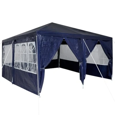 Afbeelding van vidaXL feesttent met 8 zijwanden blauw 4x4 m PE