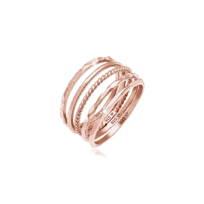 Afbeelding van Elli 5 PACK Basic Ring Rose goldcoloured, Dames, Maat: 54, gold coloured