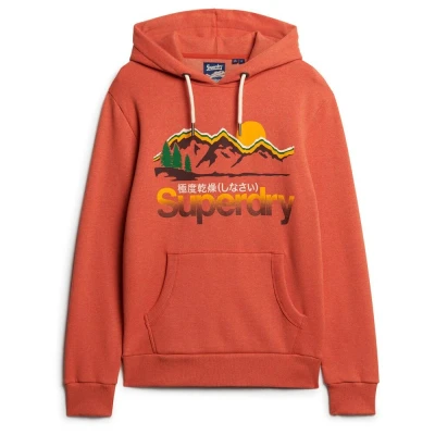 Afbeelding van Superdry Great Graphic Hoodie, Heren, Maat: Small, Rust orange marl