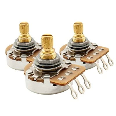 Afbeelding van Musiclily Pro HD A250K+B250K Messing Metric Coarse 18 tandjes Logaritmische Lineair Potmeter Split Short Shaft voor Elektrische Gitaar en Basgitaar (2A+1B)