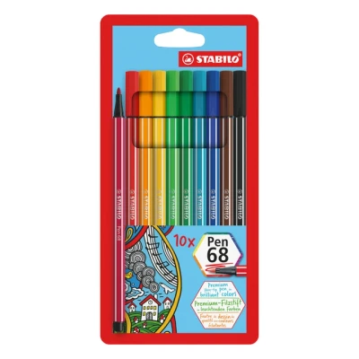 Afbeelding van Viltstift STABILO Pen 68/10 medium assorti etui à 10 stuks