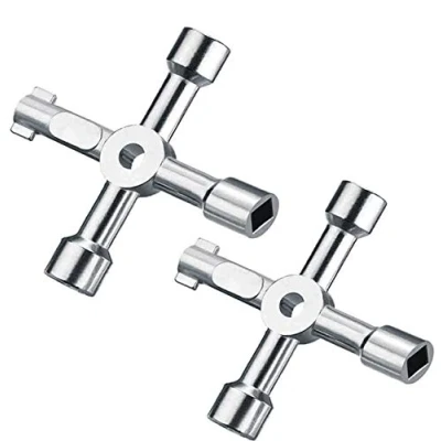 Afbeelding van Maveek Utility Key, 2 Pack Zilver 4 weg Multifunctionele Kabinet Box Sleutel voor Elektrische Water Gas Meter Kast Sleutelhangsloten