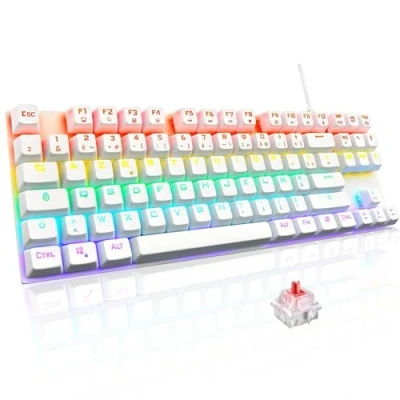Afbeelding van The G Lab Keyz Mercury TKL mechanisch gamingtoetsenbord, 87 toetsen, bekabeld, USB, AZERTY, Frans, led achtergrondverlichting, meerkleurig, gaming, compact, zonder cijferblok, PC/PS4/PS5/Xbox nieuw