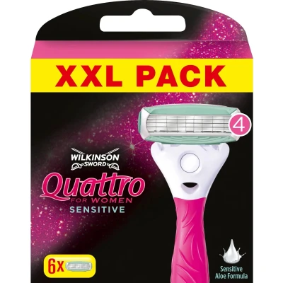 Afbeelding van Wilkinson Sword Quattro For Women Sensitive Scheermesjes 6 stuks