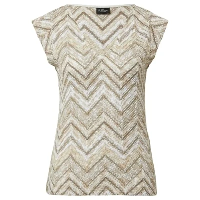 Afbeelding van s.Oliver Black Label Tshirt print, Dames, Maat: 36, Helles beige