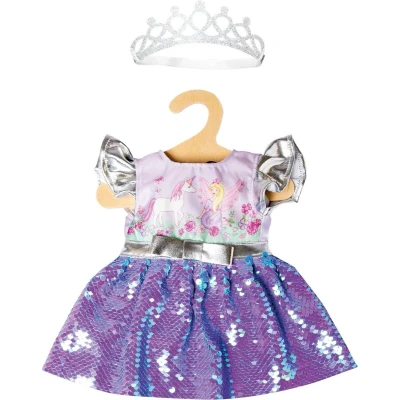 Afbeelding van Heless Poppenjurk Fee en Eenhoorn met Sequins Kroon, 35 45 cm