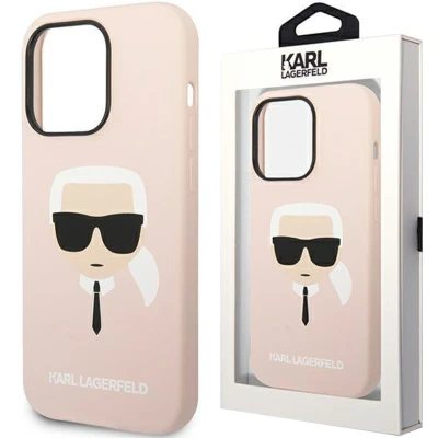 Afbeelding van Apple iPhone 14 Pro Max MagSafe Hoesje Siliconen en TPU (zacht) Karl Lagerfeld Backcover/Softcase Roze Telefoonhoesje