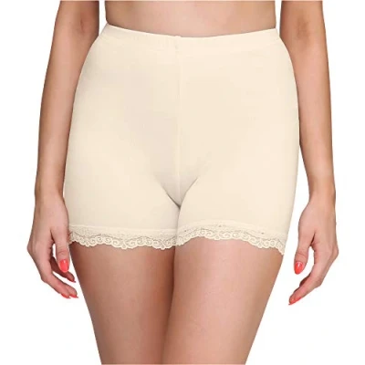 Afbeelding van Merry Style MS MS10 294 LE Dames Leggings Sport Vrijetijdsbroek Kort Met Kant Viscose Boxershorts Sporbroek Yogabroek Ecru M