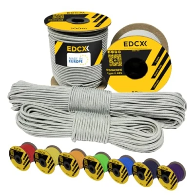 Afbeelding van EdcX 3 mm nylon paracord 425 (15, 30, 50 en 100 m) type II, 100% touw, strengen touw in vele kleuren (wit, 30