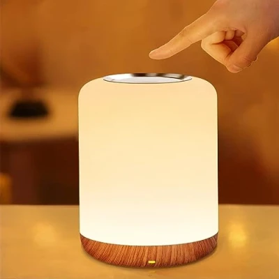 Afbeelding van SOLIDEE Nachtlampje voor kinderen, 3 verlichtingsmodi, bedlampje, touchscreen, dimbaar, met 256 RGB kleuren, USB, oplaadbaar, draagbaar, led nachtlampje, timer, 1 uur, lamp volwassenen,