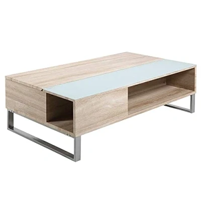 Afbeelding van Selsey Kostrena Koffietafel 110x60 cm Sonoma eiken met glazen inzet