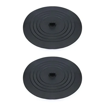 Afbeelding van QWORK® Pak van 2 siliconen afvoerpluggen, gootsteenpluggen, gootsteenpluggen met handvat, 15 cm, voor gootsteen, ijdelheid, badkuip, zwart