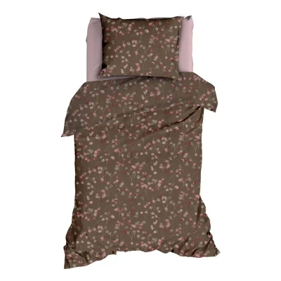 Afbeelding van Dekbedovertrek Satin d&#039;or Muriel Taupe/Rose Satijn 140 x 200 / 220 cm 1 Persoons