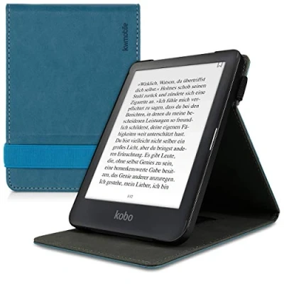 Afbeelding van kwmobile E reader hoesje compatibel met Kobo Clara HD Ereader case van kunstleer cover in petrol