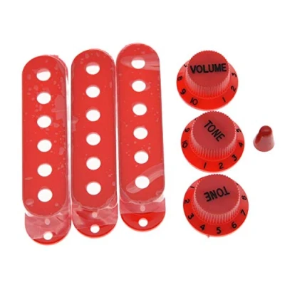 Afbeelding van KAISH Rode ST Strat Pickup Covers Knoppen en 5 Way Switch Tip Cap