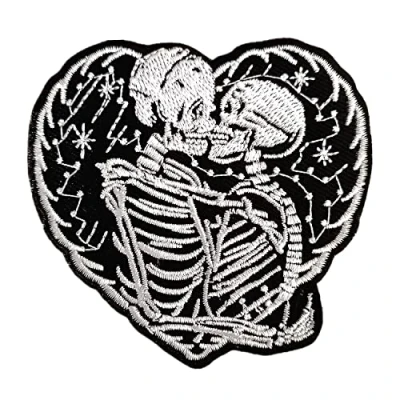 Afbeelding van BPA Patch om op te strijken, Skelet Hart patches, strijkpatch,strijkplaatje, opstrijkbare patches,grappige opstrijkbaar applicatie
