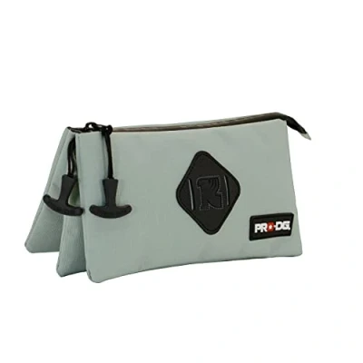 Afbeelding van Smart Triple etui PRODG Grijs Rechthoekige met drie compartimenten, vloeistofafstotende behuizing, en duurzame ritsen 23cm x 11cm 7cm