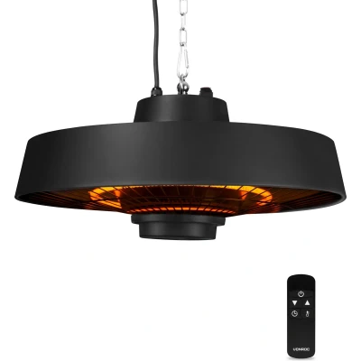 Afbeelding van VONROC Heater Vulcano 2000W Hangend Carbon element Met afstandsbediening, timer en 2 standen