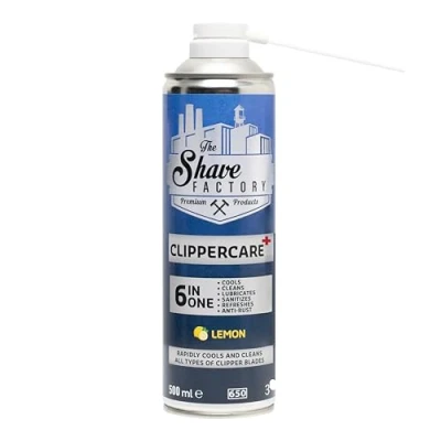 Afbeelding van The Shave Factory Clippercare 6in1 Spray Efficiënte Clipper Onderhoud, Koelmiddel, Smeermiddel, Reiniger, Verfrisser en Voorkomt Roest voor Professioneel Resultaat 500ML (6in1 Spray)