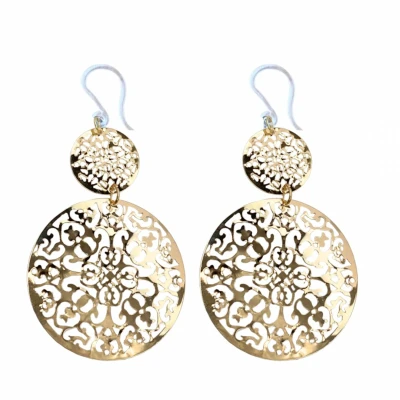 Afbeelding van Allergievrij oorbellen goudkleurig filigraan Charme Bijoux