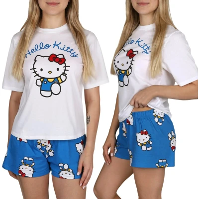 Afbeelding van Hello Kitty damespyjama met korte mouwen VOOR ZOMER, tweedelig, 100% KATOEN