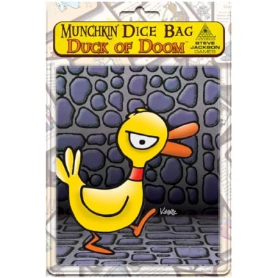 Afbeelding van Steve Jackson Games Munchkin Dice Bag: Duck of Doom Large Drawstring Bag 7 x Printed Fabric Holds Over 100 Includes Two Cards Roleplaying Game