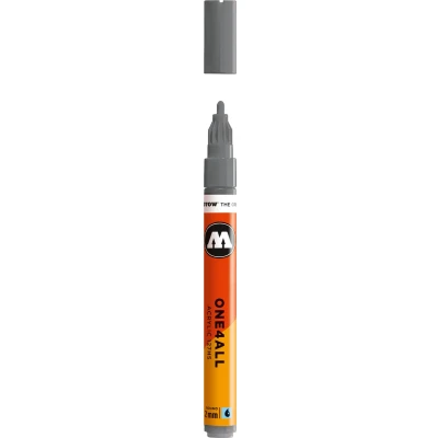 Afbeelding van Molotow ONE4ALL 2mm Acryl Marker Donkergrijs Geschikt voor vele oppervlaktes zoals canvas, hout, steen, keramiek, plastic, glas, papier, leer...