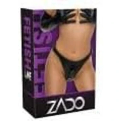 Afbeelding van Leren String met 2 Dildo&#039;s Zwart